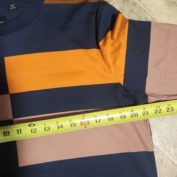 HUGO BOSS XL.Color Block Men's Shirt - Navy, Orange, and Brown - Picture 9 of 13